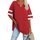 Ebifin Oversize T Shirt mit V-Ausschnitt Damen Kurzärmeliges Casual Lockere Basic Sommer Tee Shirts Bluse.Rot.XL