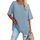 Ebifin Damen Oversize T Shirt mit V-Ausschnitt Kurzärmeliges Casual Lockere Basic Sommer Tee Shirts Bluse.Hellblau.M