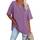 Ebifin Damen Oversize T Shirt mit V-Ausschnitt Kurzärmeliges Casual Lockere Basic Sommer Tee Shirts Bluse.Lila.XXL