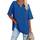 Ebifin Damen Oversize T Shirt mit V-Ausschnitt Kurzärmeliges Casual Lockere Basic Sommer Tee Shirts Bluse.Blau.XXL