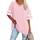 Ebifin Oversize T Shirt mit V-Ausschnitt Damen Kurzärmeliges Casual Lockere Basic Sommer Tee Shirts Bluse.Rosa.XXL