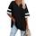 Ebifin Oversize T Shirt mit V-Ausschnitt Damen Kurzärmeliges Casual Lockere Basic Sommer Tee Shirts Bluse.Schwarz.XXL