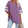 Ebifin Oversize T Shirt mit V-Ausschnitt Damen Kurzärmeliges Casual Lockere Basic Sommer Tee Shirts Bluse.Lila.XL