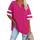 Ebifin Oversize T Shirt mit V-Ausschnitt Damen Kurzärmeliges Casual Lockere Basic Sommer Tee Shirts Bluse.Rosenrot.XXL