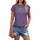 Cuptacc Tshirt Damen Tops Sommer Rundhals Oberteile Elegant Basic Bluse Kurzarm Damen Business Tunika Purple 3XL 56-58