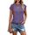 Cuptacc Tops Für Damen T Shirt Rundhals Oberteile Damen Bluse Kurzarm Sexy Top Sommer Purple XL 46-48