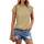 Cuptacc T Shirt Damen Sommer Tops Für Damen Oberteile Rundhalsausschnitt Business Bluse Kurzarm T-Shirt Locker Khaki 2XL 50-52