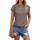 Cuptacc Tshirt Damen Tops Sommer Rundhals Oberteile Elegant Basic Bluse Kurzarm Damen Business Tunika CoffeeGrey 2XL 50-52