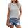 Cuptacc T-Shirts Für Damen Elegant Tshirt Damen Baumwolle Rundhals Sommer Oberteile Kurzarm Tops Mode Oberteil Graustreifen XXL 50-52