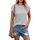 Cuptacc T-Shirts Für Damen Basic Tops Sommer Locker T-Shirt Damen Baumwolle Lässige Oberteile Gestreiftes Graustreifen XL 46-48