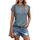 Cuptacc Tshirt Damen Sommer Rundhals Oberteile Damen Elegant Tops Cute T Shirt Basic Business Outfit Bluse Blau Mittel M 38-40