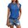 Cuptacc Tshirt Damen Sommer Rundhals Oberteile Damen Elegant Tops Cute T Shirt Basic Business Outfit Bluse Blau Mittel M 38-40