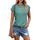 Cuptacc Tops Für Damen T Shirt Rundhals Oberteile Damen Bluse Kurzarm Sexy Top Sommer Grün XL 46-48