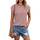 Cuptacc Damen Tshirt Rundhals Tops Kurzarm Elegante Oberteile Damen Locker Tee Shirt Casual Tunika Business Outfit Rotstreifen XXL 50-52