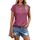 Cuptacc Tops Für Damen T Shirt Rundhals Oberteile Damen Bluse Kurzarm Sexy Top Sommer Purple XL 46-48