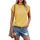 Cuptacc T Shirt Damen Sommer Tops Für Damen Oberteile Rundhalsausschnitt Business Bluse Kurzarm T-Shirt Locker Yellow Groß L 42-44