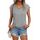Suncife Damen-T-Shirt, Sommer, lockere Passform, Flügelärmel, V-Ausschnitt, T-Shirt, grau, M