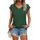 Suncife Damen-T-Shirt, Sommer, lockere Passform, Flügelärmel, V-Ausschnitt, T-Shirt, grün, L
