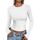 Cuptacc T-Shirt Damen Langarm Mode Konvertierbar Langarmshirt Damen Rundhalsausschnitt Top Leichte Airy Dehnbar Crop Longsleeve Weiß S