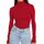 DUOEASE Tshirt Damen Basic Langarmshirt Damen Rollkragen Einfarbig Top Elegant Casual Rollkragenpullover Herbst Winter Oberteile(Rot M