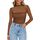 Zeagoo Netz Oberteil Damen Langarm Mesh T Shirt Rundhal Transparente Bluse Sexy Tops Party Slim Fit Frauen Clubwear für Herbst Braun XS