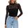 Zeagoo Netz Oberteil Damen Rundhal Transparente Bluse Langarm Mesh T Shirt Sexy Tops Party Slim Fit Frauen Clubwear für Herbst Schwarz Geblümt S