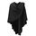 PULI Damen Sweatshirt Strickschal vorne kreuzen Poncho Decke Cape Cardigan Wickelschal , 1-schwarz, Gr. Einheitsgröße