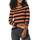 Amazon Essentials Damen Leichter, Langärmeliger Pullover Mit Rundhalsausschnitt (Erhältlich in Übergröße), Schwarz Karamell Rugby-Streifen, XXL