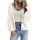 Hotouch Strickjacke Damen Kurz Solid Langarm Gestrickte Jacke V-Ausschnitt Cardigan mit Knopf Elegant Casual Schulterjacke Top Weiß L