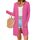 OUGES Strickjacken füR Damen Lang Cardigan Elegante Leicht Strickjacke Herbst Strickjackenpullover mit Taschen Rosenrot XXL