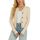 Enjyam Damen Strickjacke Langarm Elegant Kurz Cardigan mit Knöpfe Rundhals Weiche Leichte Jacke zum Top Kleid Beige,L