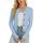 Enjyam Damen Strickjacke Langarm Elegant Kurz Cardigan mit Knöpfe Rundhals Weiche Leichte Jacke zum Top Kleid Blau,L