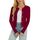 Enjyam Damen Strickjacke Langarm Elegant Kurz Cardigan mit Knöpfe Rundhals Weiche Leichte Jacke zum Top Kleid Weinrot,XXL