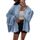Saodimallsu Strickjacke Damen Kurz Laternenärmel Cardigan Knopfleiste Open Front Sweater Langarm Lose Strickmantel Herbst Winter Gestrickt Jacke Blau S