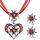 Patelai 3 Stück Trachtenschmuck Set Bayerisch Dirndlschmuck Trachtenkette mit Strass Edelweiß Herz Anhänger und Edelweiß Ohrstecker für Damen Bierfest Trachten Dirndl Outfit Accessoires (Rot)