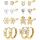 LOLIAS 8 Paare Screwback Ohrstecker für Damen Mädchen - Hypoallergene Hoop Ohrringe - Blume, Ball, Herz, CZ, Schmetterling Stud - Edelstahl Tragus Knorpel Piercing