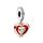 PANDORA Bicolor Strahlendes Herz Charm-Anhänger aus Sterlingsilber mit Zirkonia in der Farbe Silber-Roségold-Rot, Kompatibel mit PANDORA Moments Armbänder, 782450C01