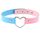 JewelryWe Schmuck Damen Choker Leder Halsband Gothic Punk Lolita Herz Sklave Kragen Halskette 32-38cm Erstellbare Zweifarbig Collier Kette, Blau Pink