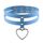 JewelryWe Schmuck Damen Choker Halsband Leder Halskette Gothic Punk Herz Zweischichtig Collier Kette mit Herz Anhänger verstellbare Kragen Halsketten für Frauen Mädchen Blau