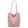 Funtlend Cord Umhängetasche Damen Groß Cord Tasche Handtasche Cordtasche Damen Schultertasche für Uni Arbeit Schule Büro-Pink Strawberry
