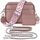 BROTOU Umhängetasche Damen Echtes Leder Crossbody Bag mit 2 Breitem Schultergurt Kartenhalter,Handtasche Leder Handy Umhängetasche, Kleine Tasche Damen mit 3 Fächern(Dunkelrosa)