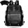 Leathario Rucksakck Damen Wasserdicht,Veganes Leder Cityrucksack,Rucksackhandtasche Mittelgroß, Diebstahlsich Tagesrucksack für Büro,Pendeln,Arbeit,Leicht Elegant Backpack Women Groß für Reise,Schwarz