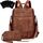 Leathario Rucksakck Damen Set Wasserdicht,Veganes Leder Cityrucksack,Rucksackhandtasche Mittelgroß, Diebstahlsich Tagesrucksack für Büro,Pendeln,Arbeit,Leicht Elegant Backpack Women Groß für Reise
