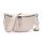 Vezluax 30x20cm umhängetasche Damen Bauchtasche Damen Groß Vegan Leder Crossbody Bag stylisch Gürteltasche Brusttasche Frauen mit breitem Gurt Beige-Silber