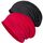 Senker Baggy Soft Cotton Slouchy Stretch Beanie Mütze, Chemo Mützen für Damen und Herren, Schwarz/Rot, 2 Stück, schwarz/red, Einheitsgröße