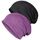 Senker 2er-Pack Baggy Soft Cotton Slouchy Stretch Beanie Mütze Chemo Mützen für Damen und Herren, violett / schwarz, Large