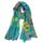 Van Der Rich ® - Tücher Schal Dessin Blumen Größe: 180cm*80cm - Damen (12-Aqua, TU)