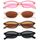 Unning 4 Stück Oval Sonnenbrille Damen Retro Ovale Sonnenbrillen Schmal Vintage Klein Brillen Set