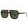 Long Keeper Retro Pilot Sonnenbrille Pilotenbrille Herren Damen Quadratisch Sonnenbrille Groß 70er Klassisch Eckige Pilot Retro Brille UV400 (Leopard Rahmen - Grün Linse)