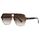 Long Keeper Retro Pilot Sonnenbrille Pilotenbrille Herren Damen Quadratisch Sonnenbrille Groß 70er Klassisch Eckige Pilot Retro Brille UV400 (Leopard Transparent Rahmen - Farbverlauf Braun Linse)